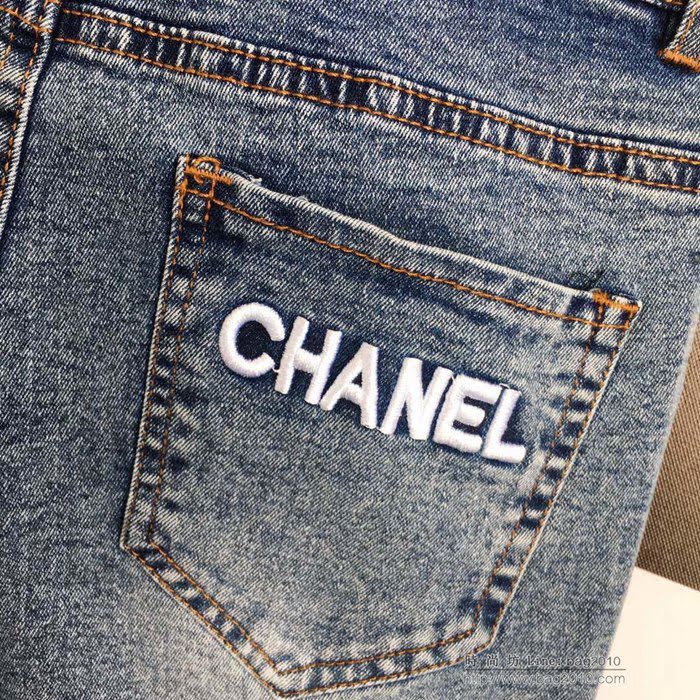 Chanel香奈兒 法國專櫃同步新款 彈力小腳牛仔褲 專櫃正品1:1定制 重工精緻刺繡 進口洗水牛仔棉 女款牛仔褲  xly1320
